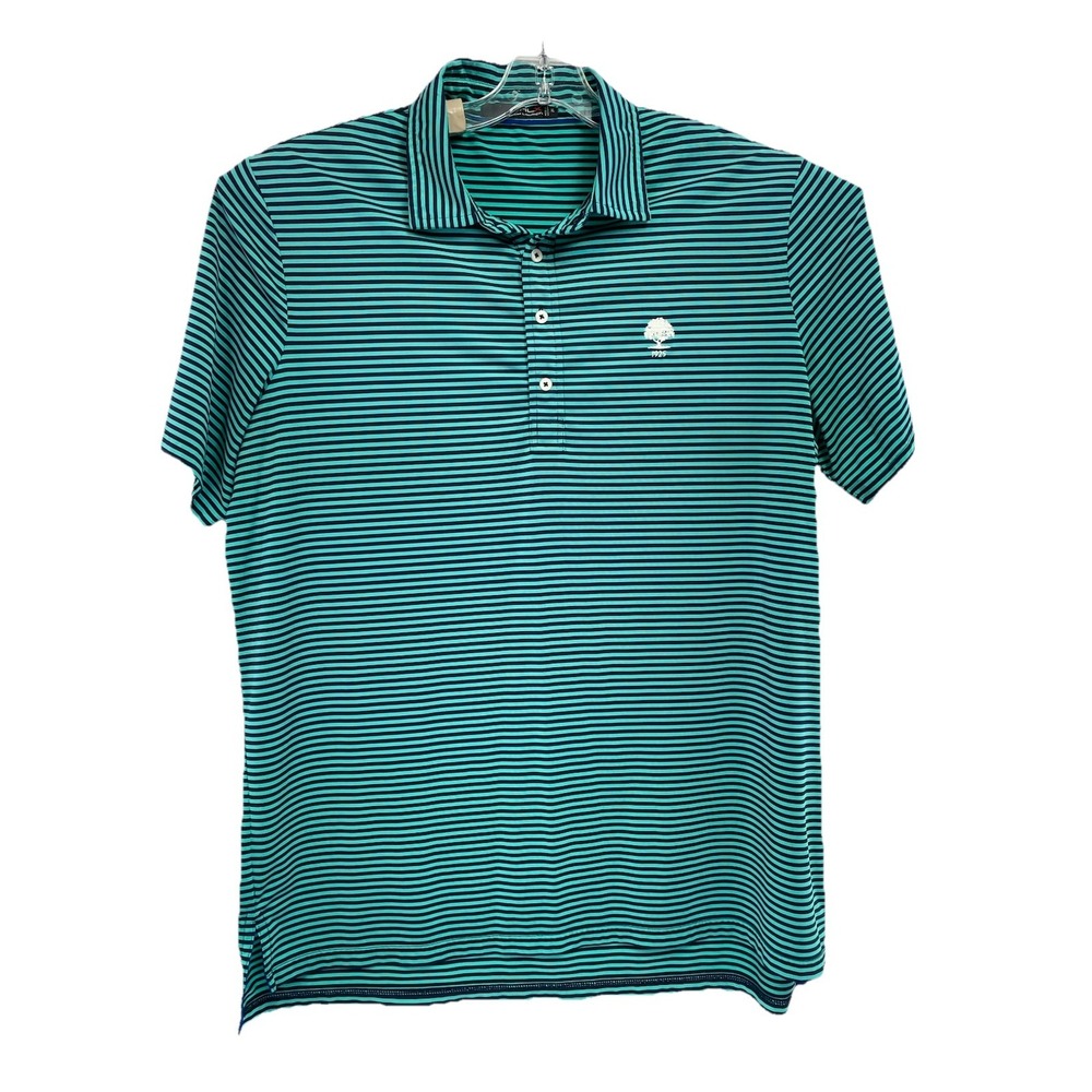 RLX / Woodland Hills CC Mens Sz XL Teal/Blue Stripped Golf Polo Shirt (B41) EUC